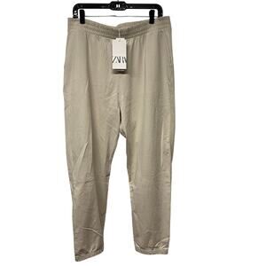 Zara Womens Cream Bone Sweatpant Joggers Size XL Extra Large 100% Cotton New